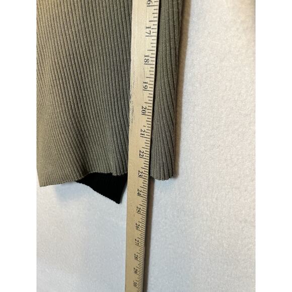 DKNY Asymmetric Ribbed Knit ColorBlock Pullover‎ Sweater Size S Green Black - Picture 7 of 10